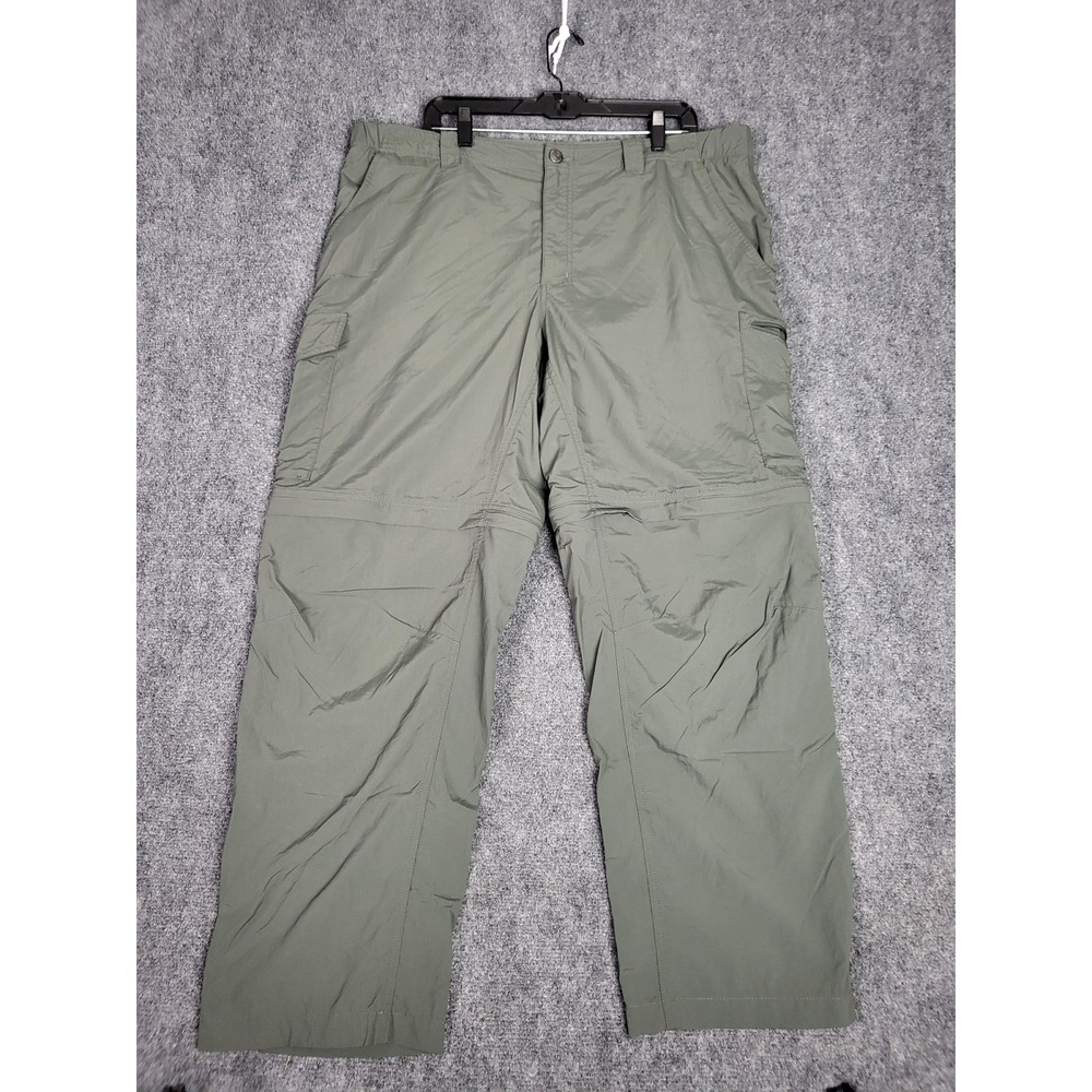 Columbia Convertible Hiking Pants Omni-Shade Sun Protection Rip Stop Green 42x30